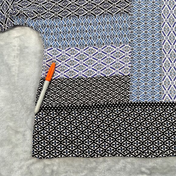 Chico's Top Womens 3 Blue Purple Geo Brit Geometric Relaxed Fit Flutter Sleeve - Picture 6 of 16